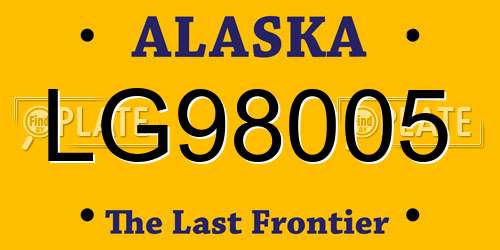 LG98005 Alaska License Plate