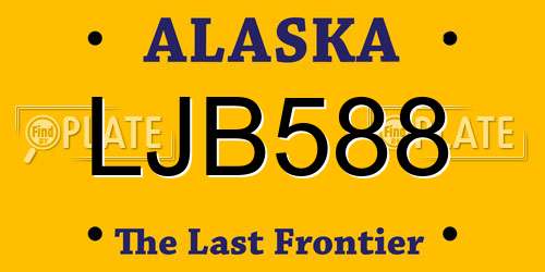 LJB588 Alaska License Plate