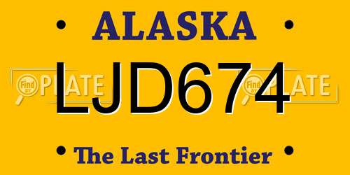 LJD674 Alaska License Plate