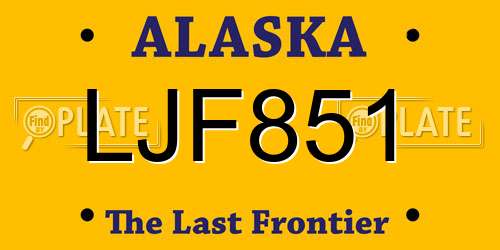 LJF851 Alaska License Plate