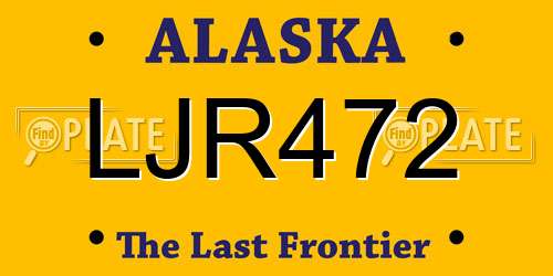 LJR472 Alaska License Plate