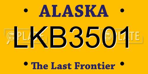 LKB3501 Alaska License Plate