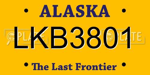LKB3801 Alaska License Plate