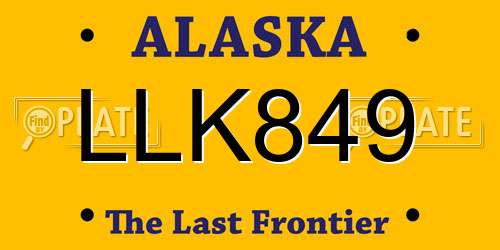 LLK849 Alaska License Plate