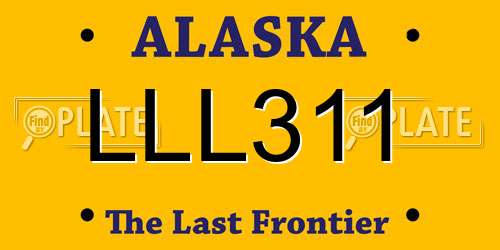 LLL311 Alaska License Plate