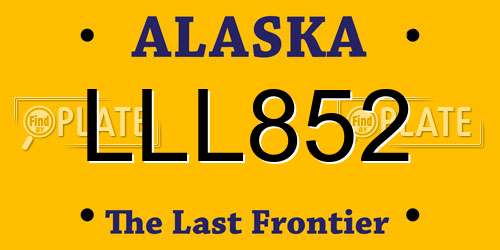 LLL852 Alaska License Plate