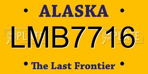 LMB7716 Alaska License Plate