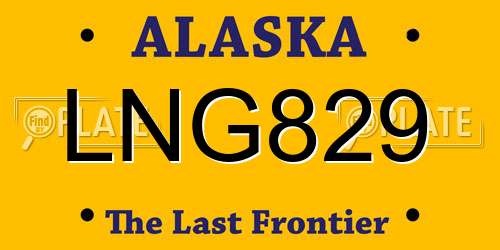 LNG829 Alaska License Plate