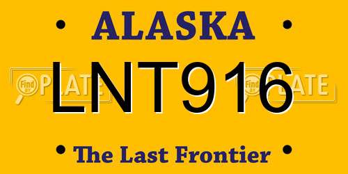 LNT916 Alaska License Plate