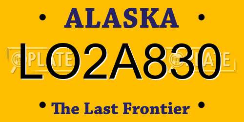 LO2A830 Alaska License Plate
