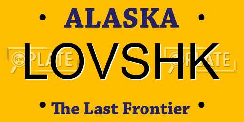 LOVSHK Alaska License Plate