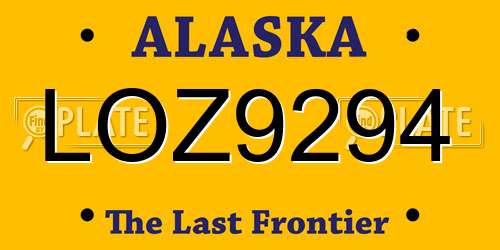 LOZ9294 Alaska License Plate