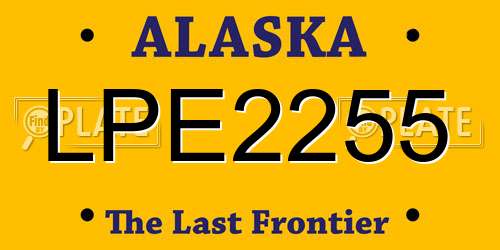LPE2255 Alaska License Plate