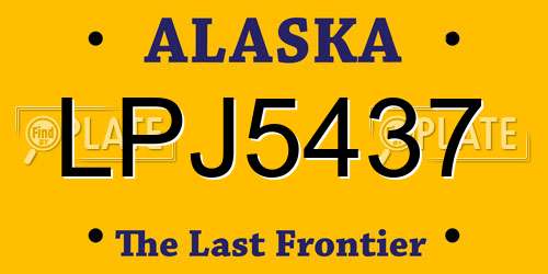 LPJ5437 Alaska License Plate