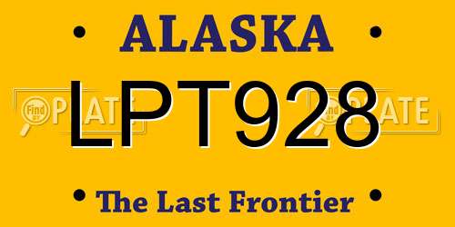 LPT928 Alaska License Plate