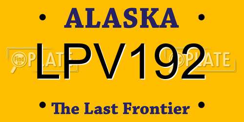 LPV192 Alaska License Plate