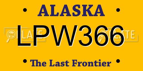 LPW366 Alaska License Plate