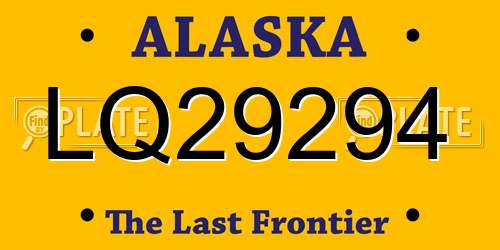 LQ29294 Alaska License Plate
