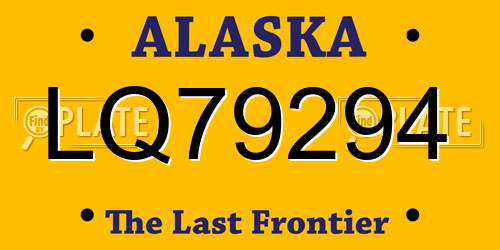 LQ79294 Alaska License Plate