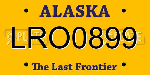 LRO0899 Alaska License Plate