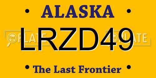 LRZD49 Alaska License Plate