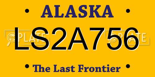 LS2A756 Alaska License Plate