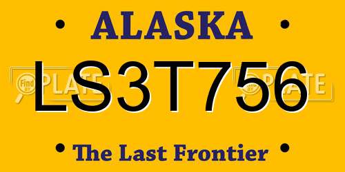 LS3T756 Alaska License Plate