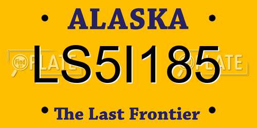 LS5I185 Alaska License Plate