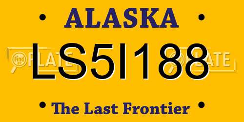 LS5I188 Alaska License Plate