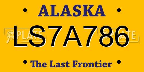 LS7A786 Alaska License Plate