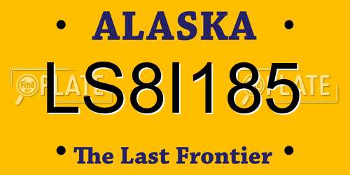 LS8I185 Alaska License Plate