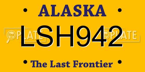 LSH942 Alaska License Plate