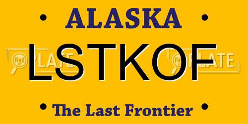 LSTKOF Alaska License Plate