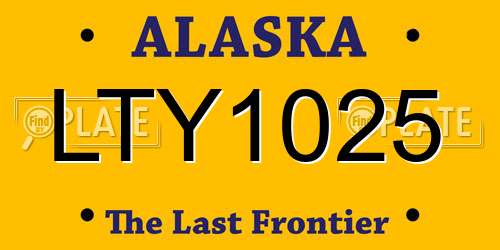 LTY1025 Alaska License Plate