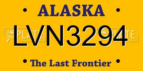 LVN3294 Alaska License Plate