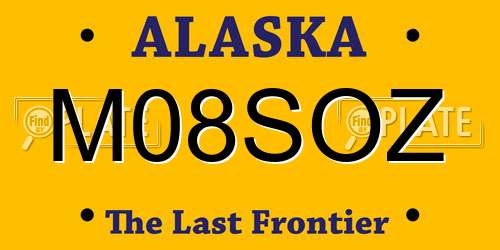 M08SOZ Alaska License Plate
