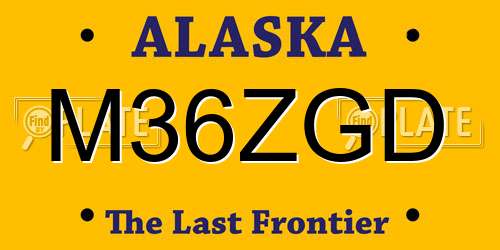 M36ZGD Alaska License Plate