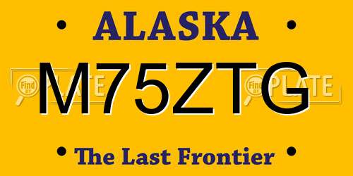 M75ZTG Alaska License Plate