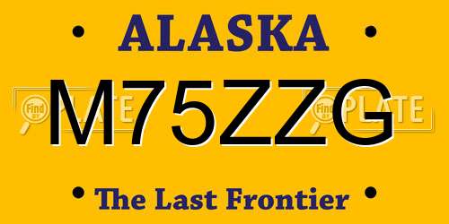 M75ZZG Alaska License Plate