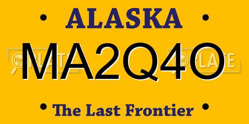 MA2Q4O Alaska License Plate