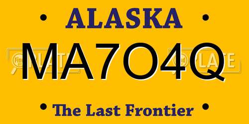 MA7O4Q Alaska License Plate