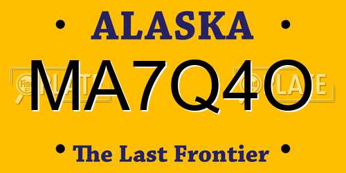 MA7Q4O Alaska License Plate