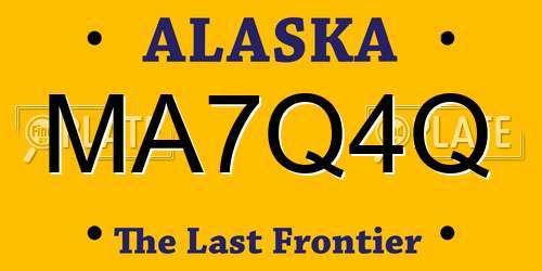 MA7Q4Q Alaska License Plate
