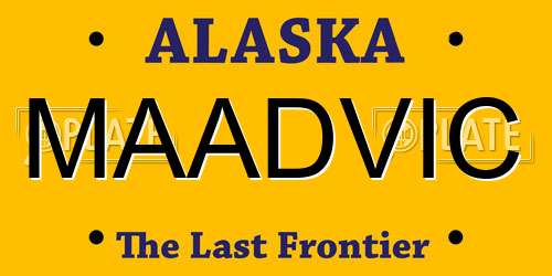 MAADVIC Alaska License Plate