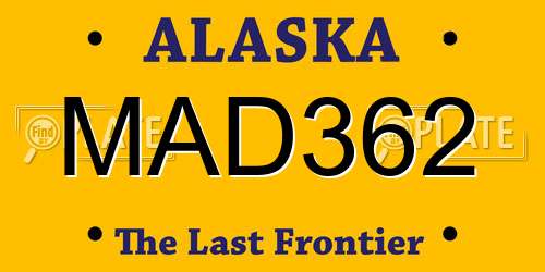 MAD362 Alaska License Plate
