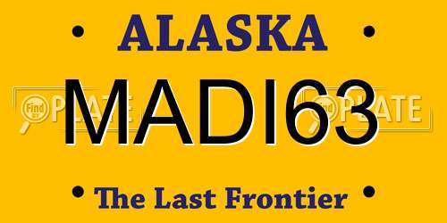 MADI63 Alaska License Plate