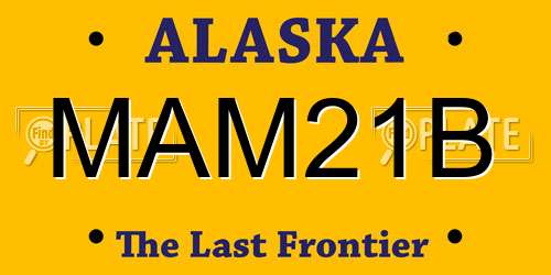 MAM21B Alaska License Plate