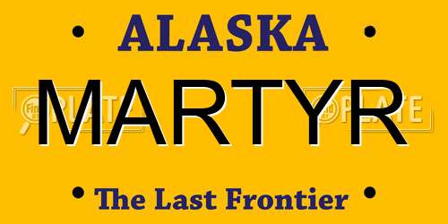 MARTYR Alaska License Plate
