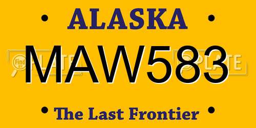 MAW583 Alaska License Plate