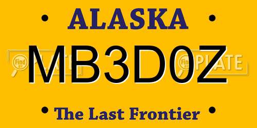 MB3D0Z Alaska License Plate